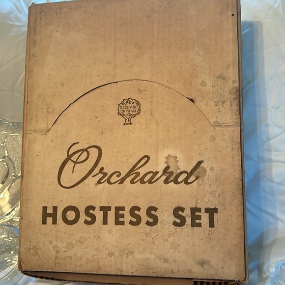 1960s Orchard Tree of Life Glass Plates and Cups Hostess Set. - Picture 3 of 10